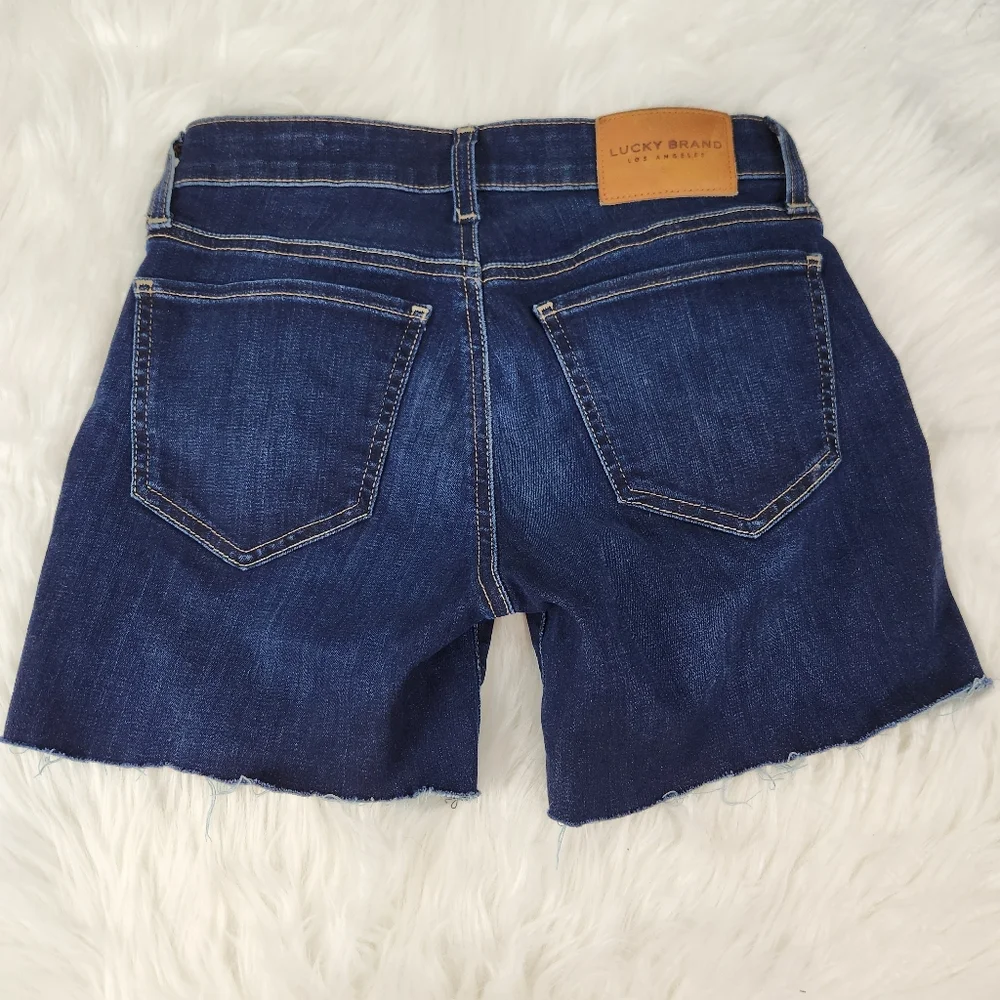 Lucky Brand Mid Rise Straight Sweet Dark Wash Denim Cutoff Short